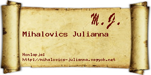 Mihalovics Julianna névjegykártya